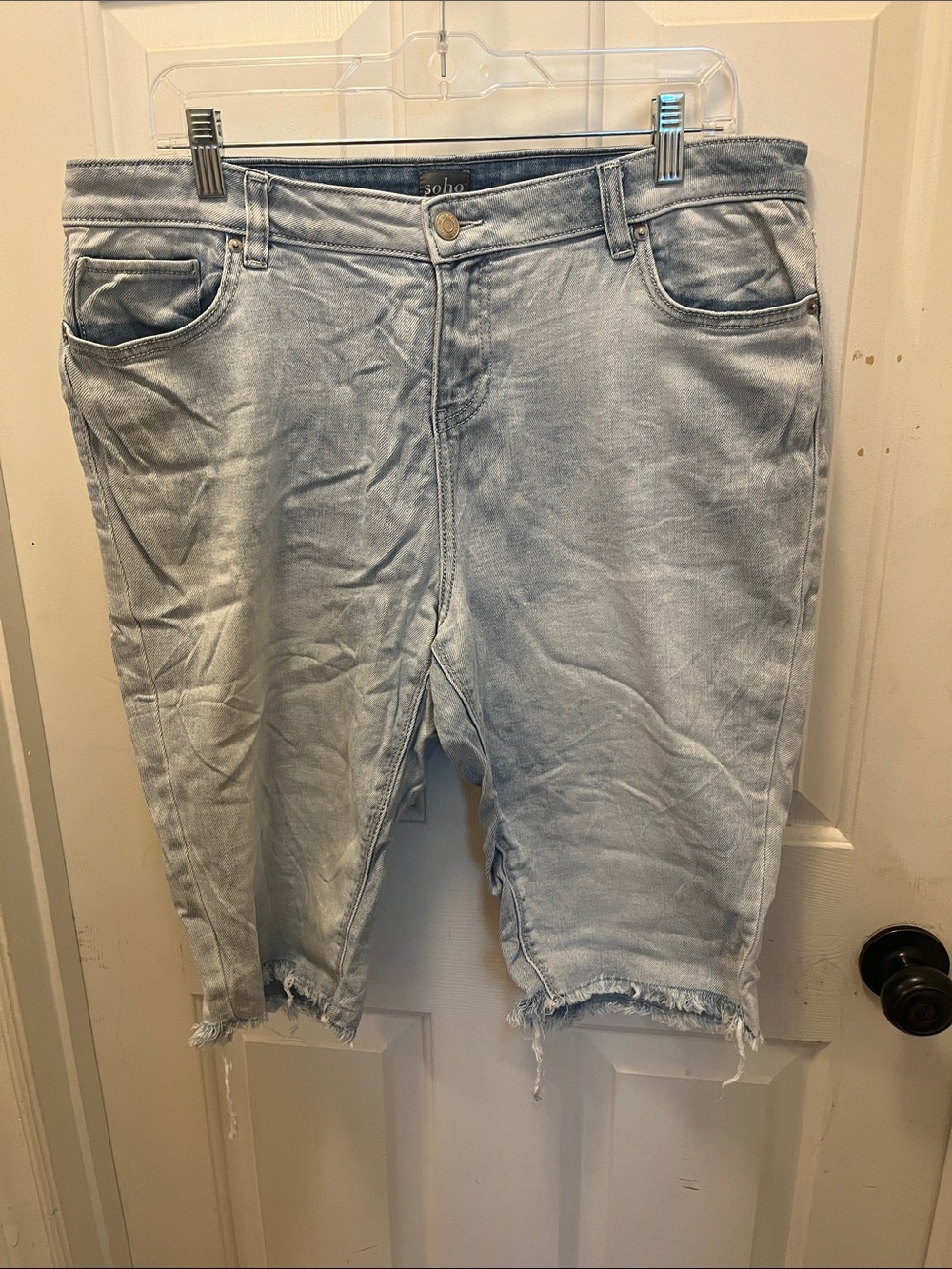 GUC New York & Company SoHo Distressed Jean Shorts - Size: 12 - Color: Blue